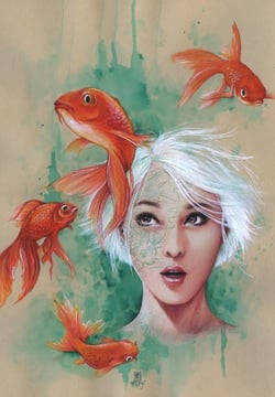 Puzzle 1000 pièces - Misstigri - La Demoiselle aux Poissons - Grafika