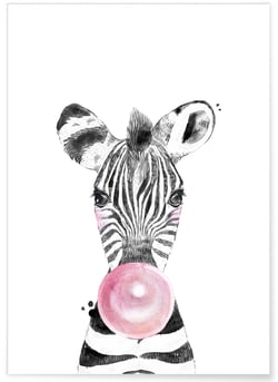 Poster Bulle de Zèbre Rose | A3 : 29,7x42cm
