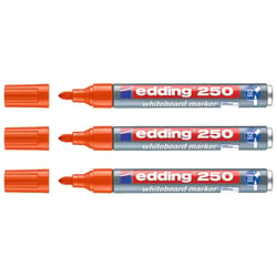 Lot de 3 Marqueurs pour tableaux blancs Edding 250 corps aluminium orange pointe ronde 1,5-3 mm