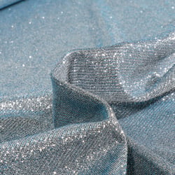 Tissu Jersey Lurex Pailleté sur fond Givre reflets bleus