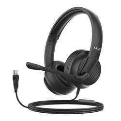 LinQ Micro-Casque Filaire USB pour PC et Mac Appels Ultra Clairs Câble 2m Noir