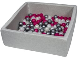 Piscine à balles pour enfant, 90x90 cm, Aire de jeu + 150 balles perle, rose, argent - Velinda