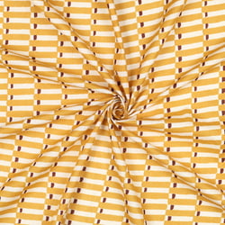Tissu Coton indien Block print Géométrique sur fond Moutarde