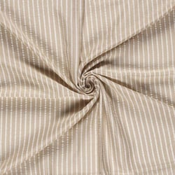 Tissu Seersucker Viscose Lina rayures Blanches sur fond Beige