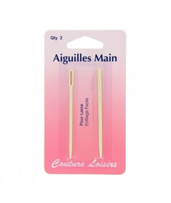 Aiguilles à laine en plastique X 2 - Distrifil Ecru