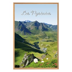 Tableau mural encadré illustration les Pyrénées 65x97 cm