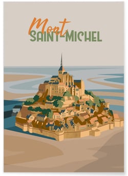 Affiche ville Mont-Saint-Michel 2 | A3 : 29,7x42cm