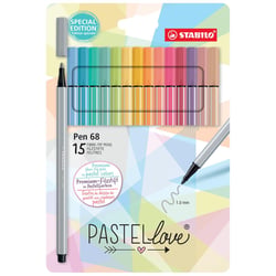 Lot de 10 feutres de coloriage pointe moyenne - STABILO - Multicolore - Pen 68 Pastellove