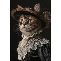 Tableau sur toile Chat victorien avec chapeau 45x65 cm