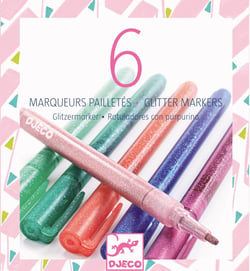 6 marqueurs pailletes sweet - Djeco - Vert
