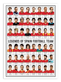 Affiche 30 x 40 cm - Legends of Spain Football team - Olivier Bourdereau