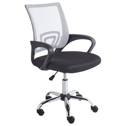 Chaise de Bureau Noir et Blanc en Tissu Pivotante Réglable en Hauteur et Siège de Bureau