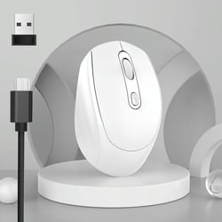 Souris Sans Fil Rechargeable Ergonomique 1600 DPI Bluetooth 5.1 2.4GHz Bleue Blanc YONIS