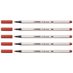 Lot de 5 feutres pointe pinceau - STABILO - Pen 68 brush - Rouge carmin