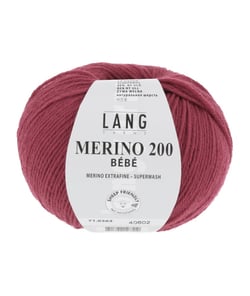 Pelote de laine à tricoter pour layette MERINO 200 BEBE - Lang Yarns 362 Rouge