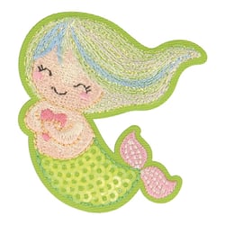 Ecusson thermocollant aquatique sirène verte 5cm x 4,5cm