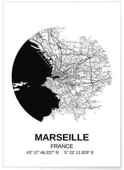 Poster Carte Marseille | A3 : 29,7x42cm