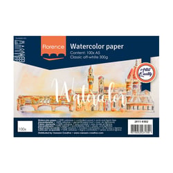 Papier aquarelle Florence - Rugueux - 100 feuilles - Blanc cassé - A5 - 300 g/m²