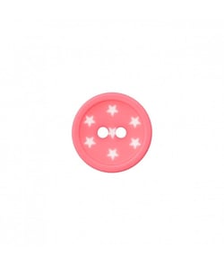 Carte de 3 boutons étoiles polyester 2 trous 15mm - Prym Fuchsia Rose