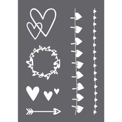 Pochoir de sérigraphie Coeur A4, 1 pochoir+1 spatule,