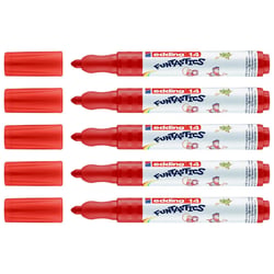 Lot de 5 feutres de coloriage pointe ronde 3 mm - EDDING - Rouge - Funtastics