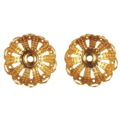 Capuchons filigranes 10mm 6 pièces Plaqué or