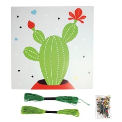 MégaCréa DIY - Tableau de fil tendu String Art Cactus 21 x 21 cm