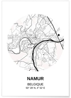 Affiche Carte Namur | A3 : 29,7x42cm