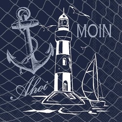 Lot de 4 serviettes en papier découpage collage 33 cm PHARE ANCRE M 126