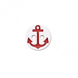 Lot de 3 boutons 2 trous ancre marine blanc/rouge 13mm