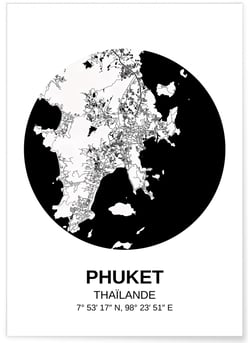 Affiche Carte Phuket | A3 : 29,7x42cm