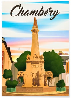 Affiche ville Chambéry | A3 : 29,7x42cm