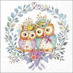 Lot de 4 serviettes en papier découpage collage 33 cm CHOUETTES A 610