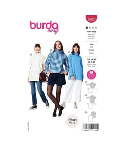 Patron Burda 5963 - Pull à col roulé avec variations du 36 au 50 (FR) taille n°FR 36-50