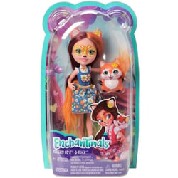 Enchantimals poupée fick et felicity le renard - figurine 15 cm - animal - mattel fxm71