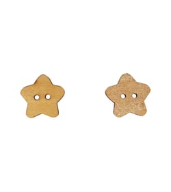 Lot de 6 boutons en bois découpé étoile 15mm x 15mm