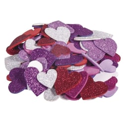 Caoutchouc mousse Coeurs Paillettes, 2+3, autocollant, 100 pces