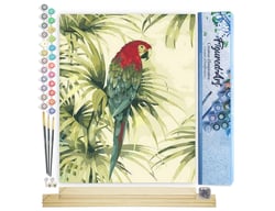 Peinture par Numéro Figured'Art - Perroquet et Plante verte - Kit de Loisir Créatif DIY Numéro d'Art Complet - 40x50cm toile roulée + châssis en bois à monter