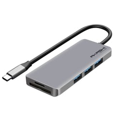 Hub USB-C 3x USB 1x HDMI 1x USB-C 1x 1 Entrée micro-SD / SD Compact Akashi Gris