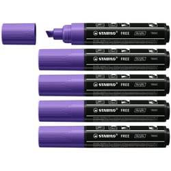 Lot de 5 Marqueurs peinture pointe large - STABILO - Violet - Gamme FREE acrylic T800C