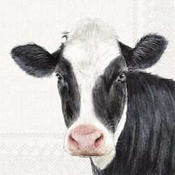 Lot de 4 serviettes en papier découpage collage 33 cm VACHE A 503