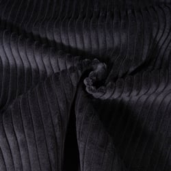 Tissu Doudou côtelé d'ameublement 10 mm uni Noir