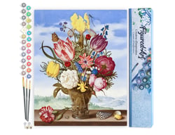 Peinture par Numéro Figured'Art - Bouquet de Fleurs - Ambrosius Bosschaert - Kit de Loisir Créatif DIY Numéro d'Art - 40x50cm sans châssis en bois