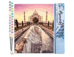 Peinture par Numéro Figured'Art - Balade Romantique Taj Mahal - Kit de Loisir Créatif DIY Numéro d'Art Complet - 40x50cm sans châssis en bois