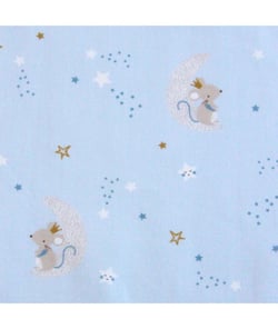 Tissu coton enfant souris de 150 cm de largeur Bleu vendu par 50 cm