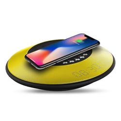Chargeur Rapide Sans Fil Horloge Enceinte Bluetooth Nfc Sans Contact Jaune YONIS
