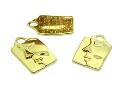 2 Pendentifs rectangle  portrait- visage abstrait 23*14mm doré
