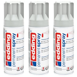 Lot de 3 Sprays 200ml Peinture Acrylique Permanent 5200 Gris Clair Mat RAL 7035 EDDING
