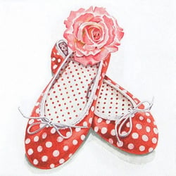 Lot de 4 serviettes en papier découpage collage 33 cm CHAUSSURE FLEUR ROSE D 211