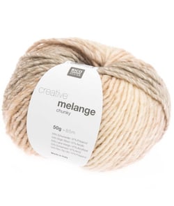 Pelote de laine à tricoter CREATIVE MELANGE CHUNKY - Rico Design 01 Ecru